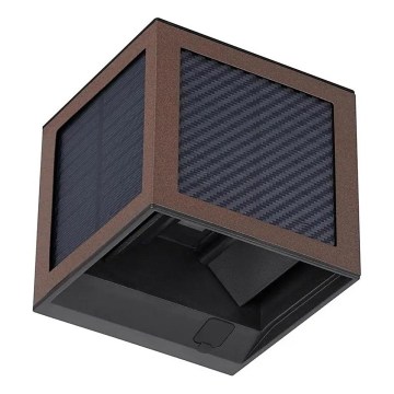 LED solárne nástenné svietidlo s čidlom LED/9W/3,7V 3000/4000/6000K IP65 2600 mAh hnedé