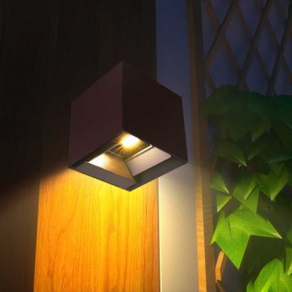 LED Solárne nástenné svietidlo so senzorom LED/9W/3,7V 3000/4000/5000K 2600 mAh IP65 hnedá