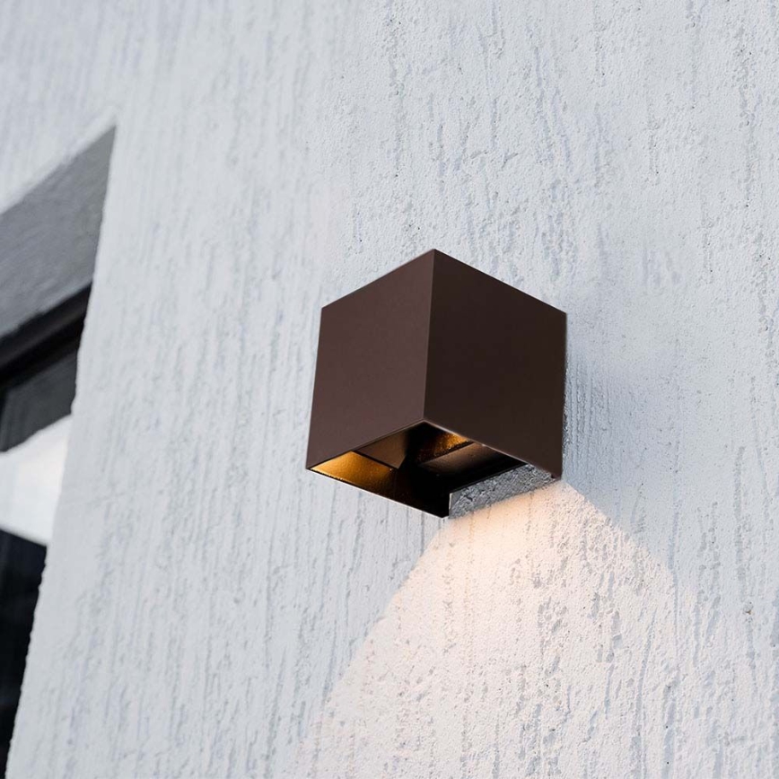 LED Solárne nástenné svietidlo so senzorom LED/9W/3,7V 3000/4000/5000K 2600 mAh IP65 hnedá