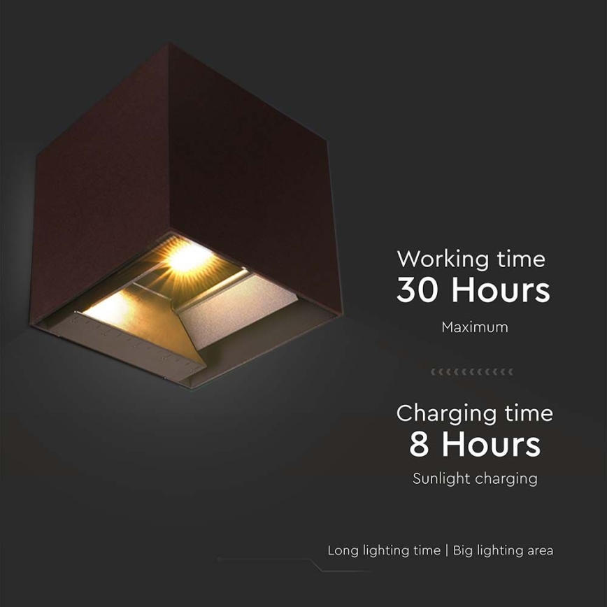 LED Solárne nástenné svietidlo so senzorom LED/9W/3,7V 3000/4000/5000K 2600 mAh IP65 hnedá