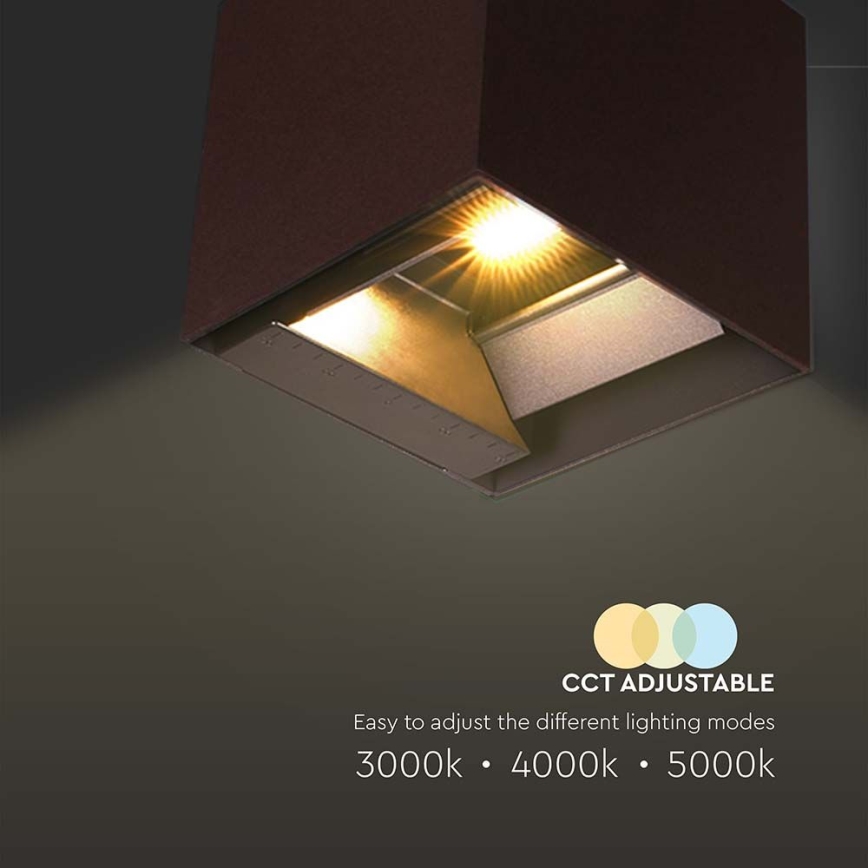 LED Solárne nástenné svietidlo so senzorom LED/9W/3,7V 3000/4000/5000K 2600 mAh IP65 hnedá