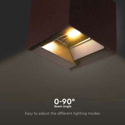LED Solárne nástenné svietidlo so senzorom LED/9W/3,7V 3000/4000/5000K 2600 mAh IP65 hnedá