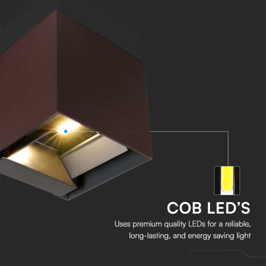 LED Solárne nástenné svietidlo so senzorom LED/9W/3,7V 3000/4000/5000K 2600 mAh IP65 hnedá