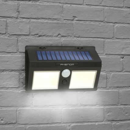 LED Solárne nástenné svietidlo so senzorom 2xLED/2,5W/5,5V IP65