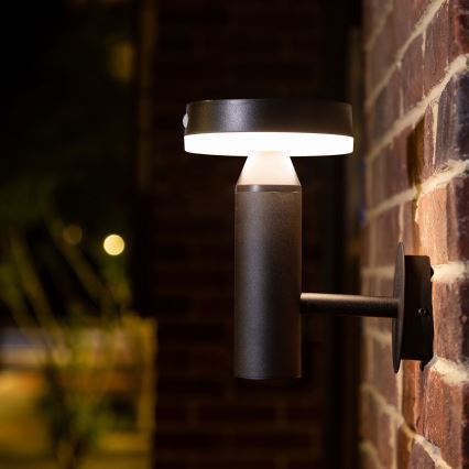 LED Solárne nástenné svietidlo so senzorom GWINEA LED/4,5W/3,7V 2000 mAh IP44 čierna
