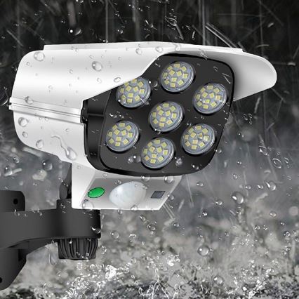LED Solárna maketa bezpečnostnej kamery so senzorom KAMERA LED/1W/3,7V 1200 mAh IP44 + diaľkové ovládanie