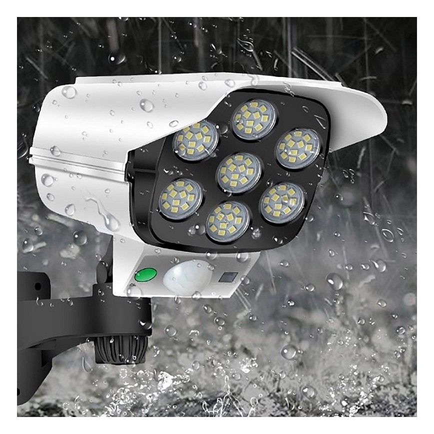 LED Solárna maketa bezpečnostnej kamery so senzorom KAMERA LED/1W/3,7V 1200 mAh IP44 + diaľkové ovládanie