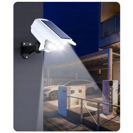 LED Solárna maketa bezpečnostnej kamery so senzorom KAMERA LED/1W/3,7V 1200 mAh IP44 + diaľkové ovládanie