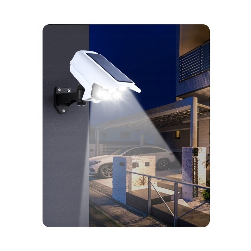 LED Solárna maketa bezpečnostnej kamery so senzorom KAMERA LED/1W/3,7V 1200 mAh IP44 + diaľkové ovládanie