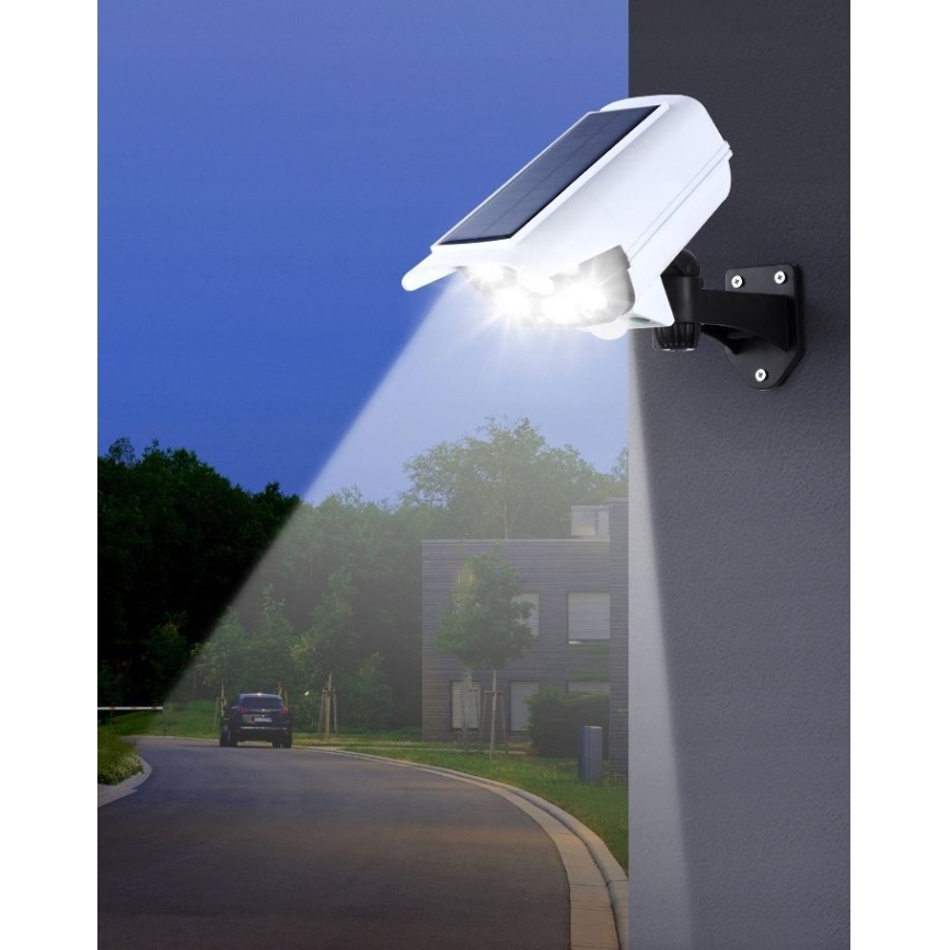 LED Solárna maketa bezpečnostnej kamery so senzorom KAMERA LED/1W/3,7V 1200 mAh IP44 + diaľkové ovládanie