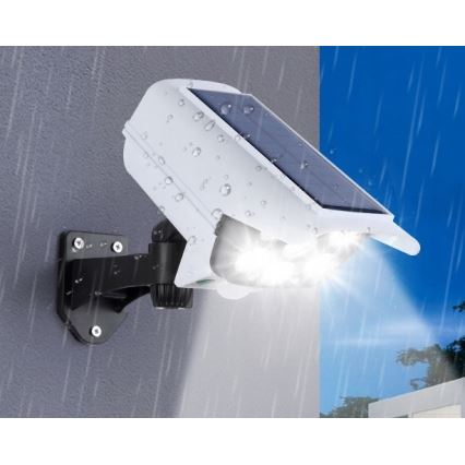 LED Solárna maketa bezpečnostnej kamery so senzorom KAMERA LED/1W/3,7V 1200 mAh IP44 + diaľkové ovládanie
