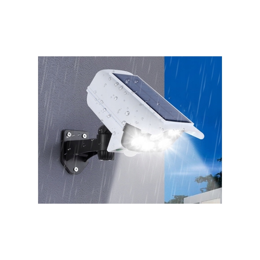LED Solárna maketa bezpečnostnej kamery so senzorom KAMERA LED/1W/3,7V 1200 mAh IP44 + diaľkové ovládanie