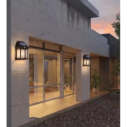 LED Solárne nástenné svietidlo so senzorom LANTER LED/1W/3,7V 1200 mAh IP44 čierna