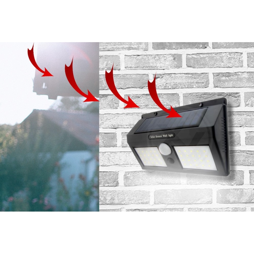 LED Solárne nástenné svietidlo so senzorom LED/1,2W/3,7V 2400 mAh IP54