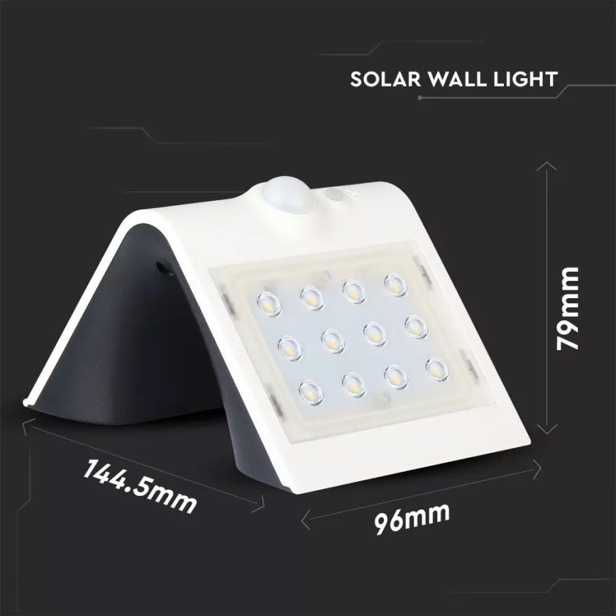 LED Solárne nástenné svietidlo so senzorom LED/1.5W/3,7V IP65 1200 mAh