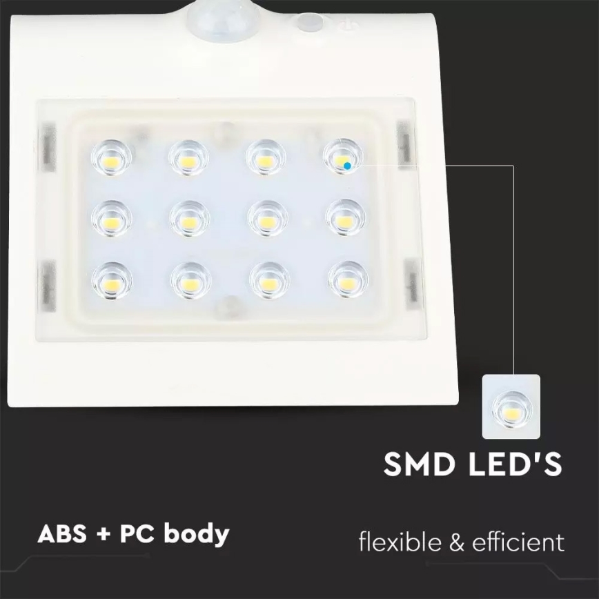 LED Solárne nástenné svietidlo so senzorom LED/1.5W/3,7V IP65 1200 mAh