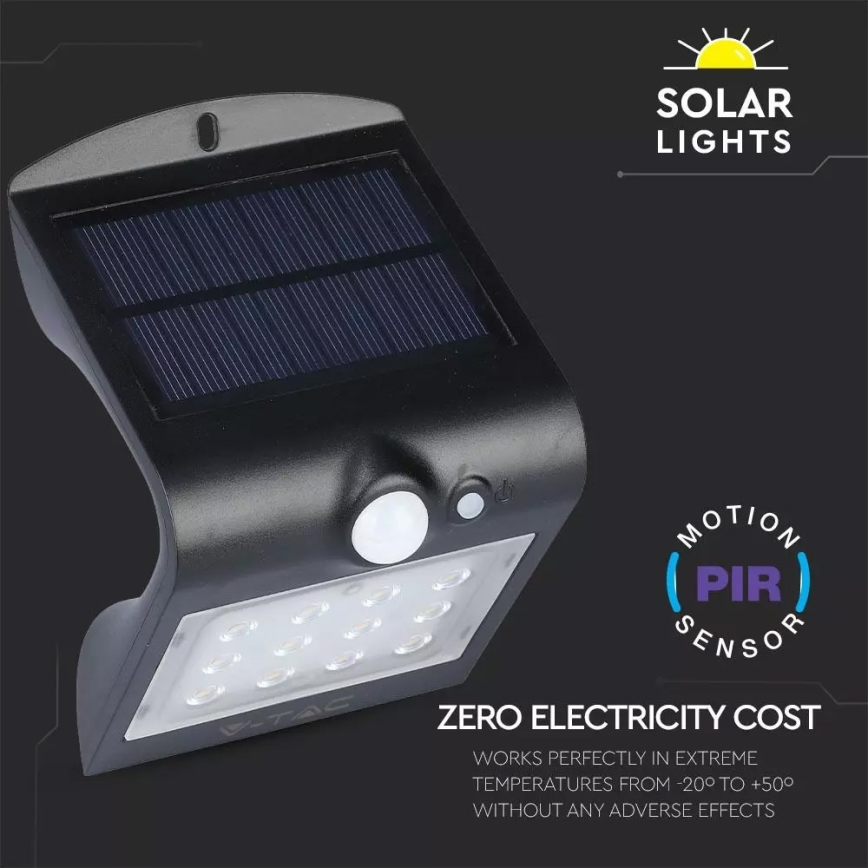 LED Solárne nástenné svietidlo so senzorom LED/1.5W/3,7V IP65 1200 mAh