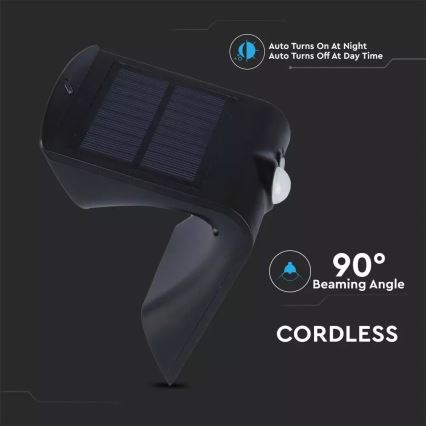 LED Solárne nástenné svietidlo so senzorom LED/1.5W/3,7V IP65 1200 mAh