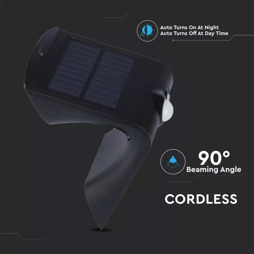 LED Solárne nástenné svietidlo so senzorom LED/1.5W/3,7V IP65 1200 mAh