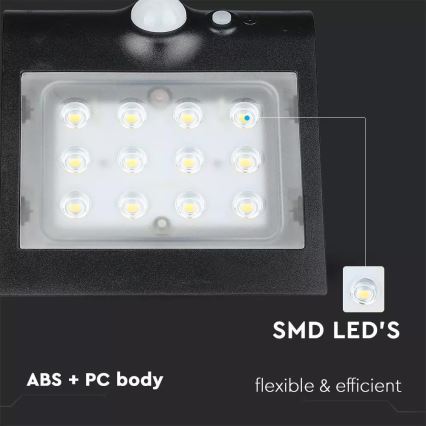 LED Solárne nástenné svietidlo so senzorom LED/1.5W/3,7V IP65 1200 mAh