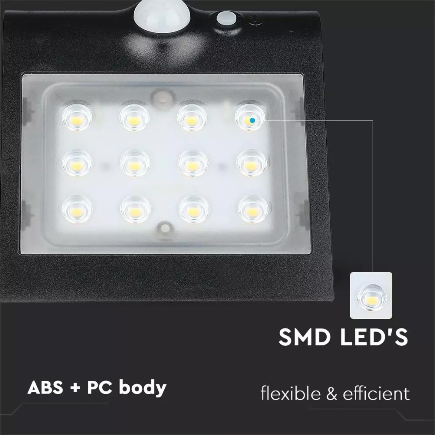 LED Solárne nástenné svietidlo so senzorom LED/1.5W/3,7V IP65 1200 mAh