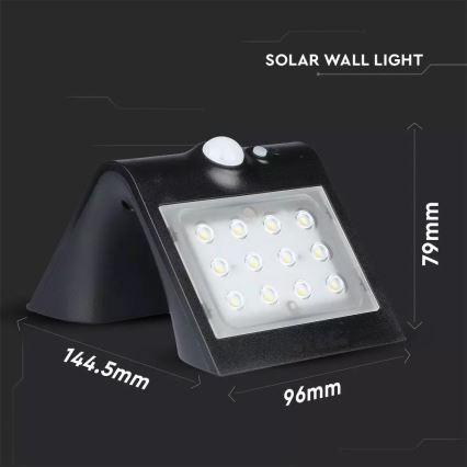 LED Solárne nástenné svietidlo so senzorom LED/1.5W/3,7V IP65 1200 mAh