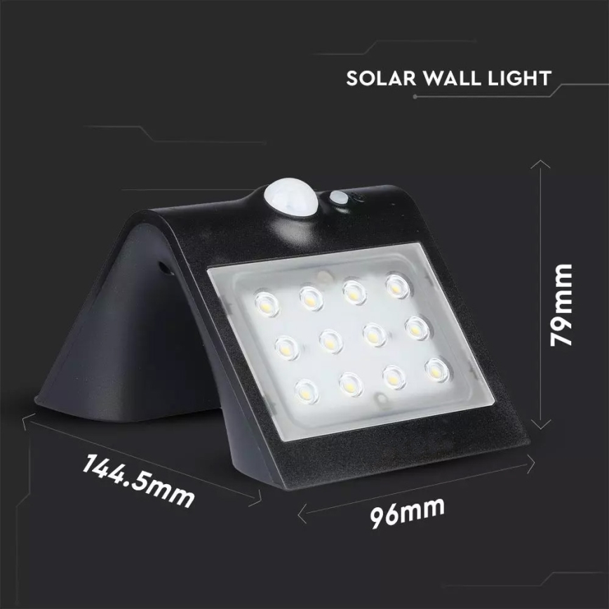 LED Solárne nástenné svietidlo so senzorom LED/1.5W/3,7V IP65 1200 mAh