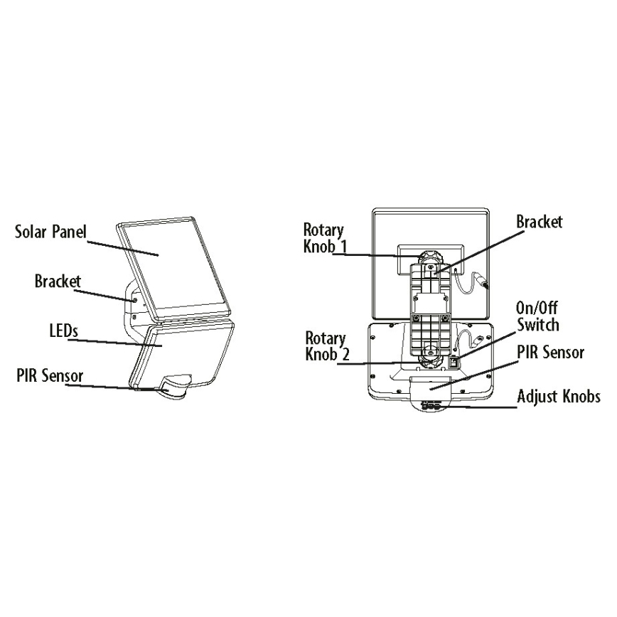 LED Solárne nástenné svietidlo so senzorom LED/12W/3,7V 4000 mAh IP54