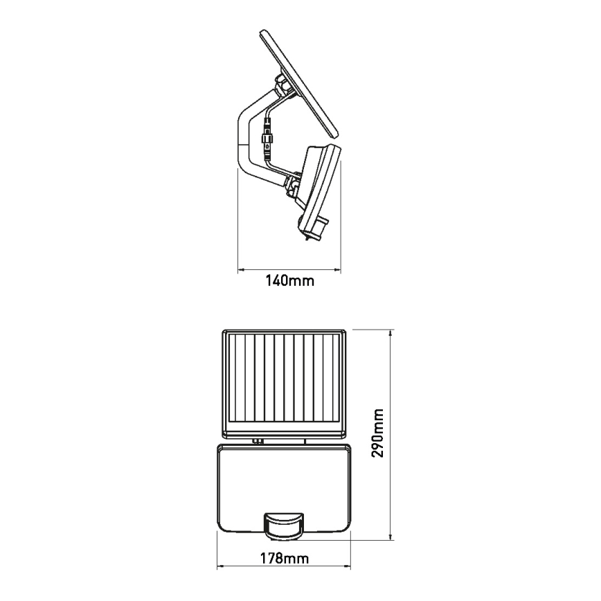 LED Solárne nástenné svietidlo so senzorom LED/12W/3,7V 4000 mAh IP54