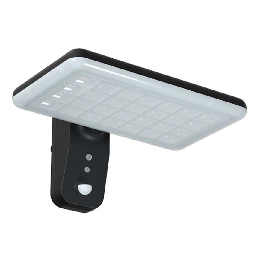 LED Solárne nástenné svietidlo so senzorom LED/15W/3,2V 4000K/6000K IP65 6000 mAh čierna