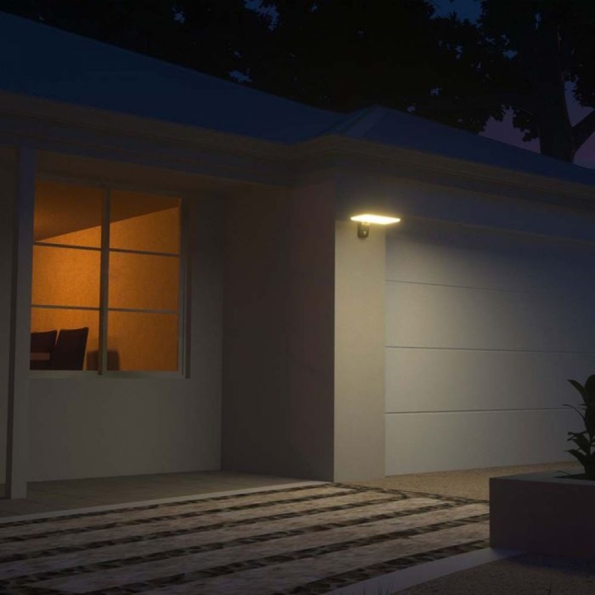 LED solárne nástenné svietidlo so senzorom LED/15W/3,2V 4000K/6000K IP65 6000 mAh čierna