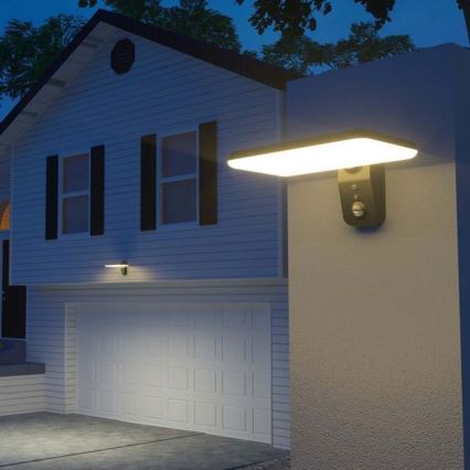 LED solárne nástenné svietidlo so senzorom LED/15W/3,2V 4000K/6000K IP65 6000 mAh čierna