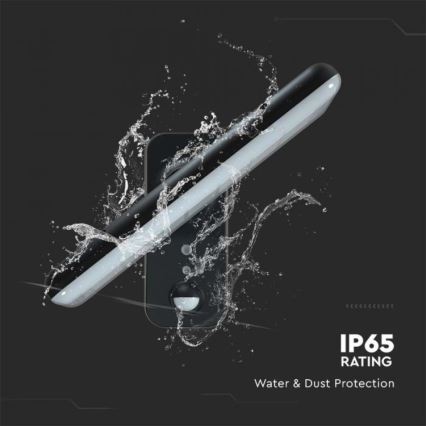LED solárne nástenné svietidlo so senzorom LED/15W/3,2V 4000K/6000K IP65 6000 mAh čierna