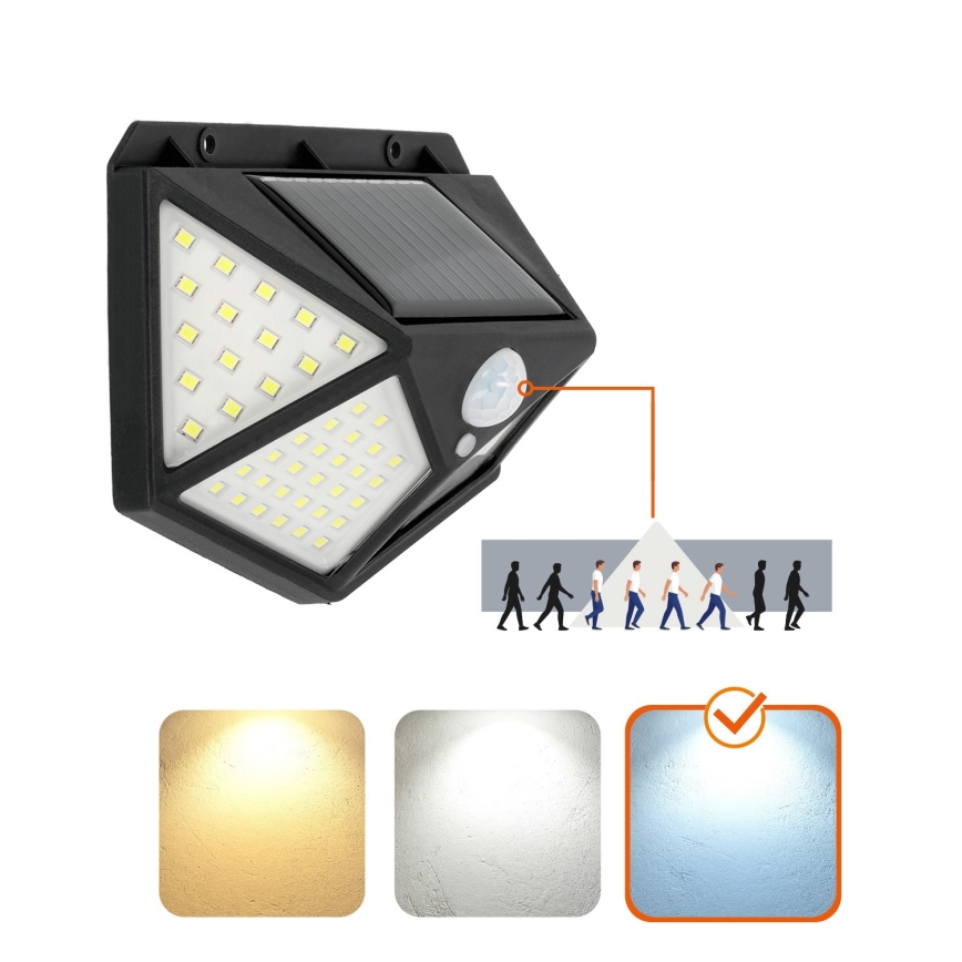 LED Solárne nástenné svietidlo so senzorom LED/1W/3,7V 6500K IP44 1200 mAh