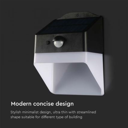 LED Solárne nástenné svietidlo so senzorom LED/2W/3,7V 4000K IP65 1200 mAh