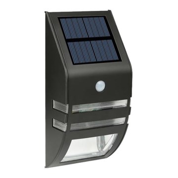 LED Solárne nástenné svietidlo so senzorom LED/3,7V 500 mAh IP44 čierna
