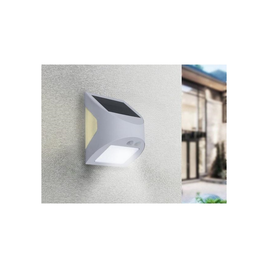 LED solárne nástenné svietidlo so senzorom LED/3W/3,7V 3000/4000K 1200 mAh IP54 biele