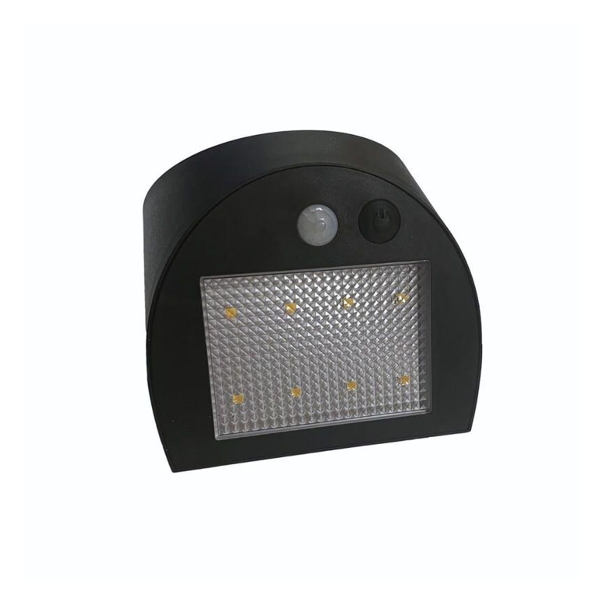 LED solárne nástenné svietidlo so senzorom LED/3W/3,7V 3000/4000K 1200 mAh IP54 čierne