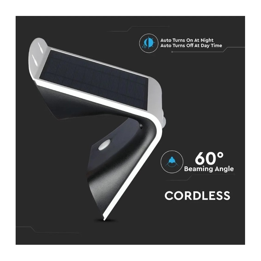 LED Solárne nástenné svietidlo so senzorom LED/3W/3,7V 3000/4000K IP65 biela