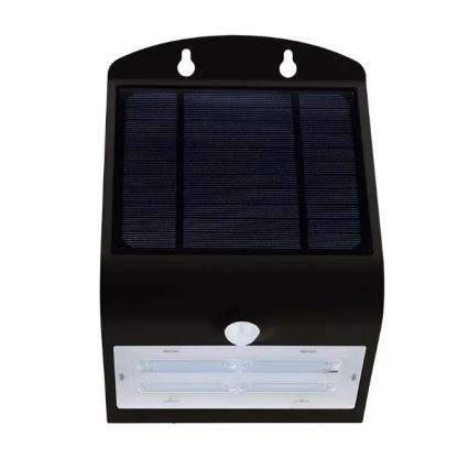 LED Solárne nástenné svietidlo so senzorom LED/3W/3,7V 3000/4000K IP65 2000 mAh čierna