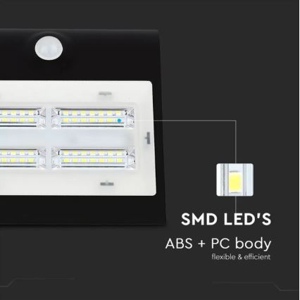 LED Solárne nástenné svietidlo so senzorom LED/3W/3,7V 3000/4000K IP65 čierna