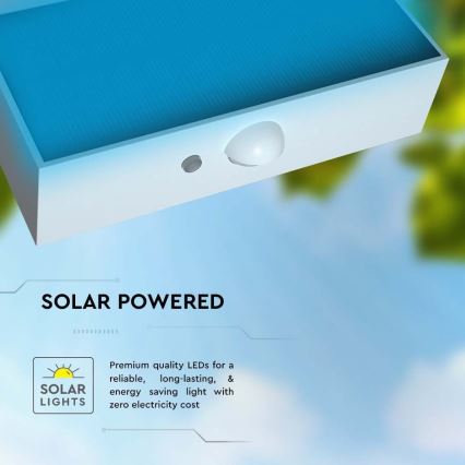 LED Solárne nástenné svietidlo so senzorom LED/3W/3,7V 3000K/4000K IP65 1200 mAh biela