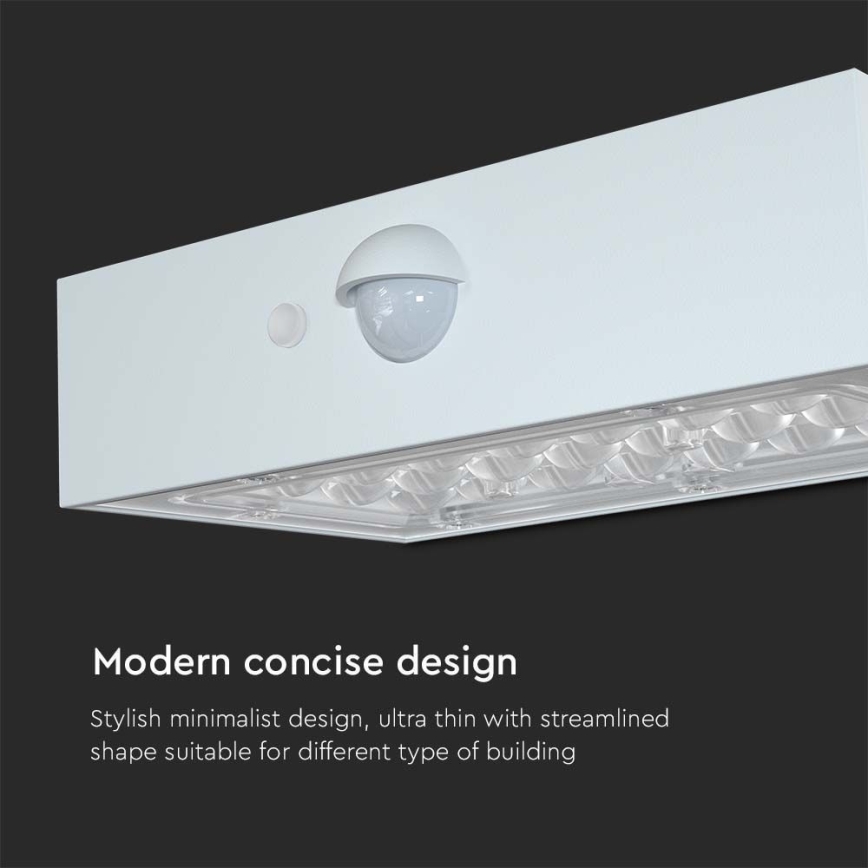 LED Solárne nástenné svietidlo so senzorom LED/3W/3,7V 3000K/4000K IP65 1200 mAh biela