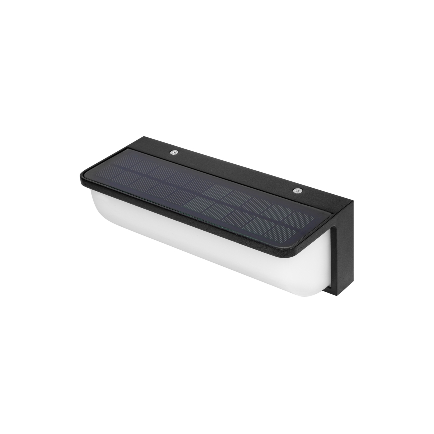 LED solárne nástenné svietidlo so snímačom pohybu a súmraku LED/3W/3,7V IP54 1500 mAh čierna