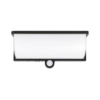 LED solárne nástenné svietidlo so snímačom pohybu a súmraku LED/3W/3,7V IP54 1500 mAh čierna