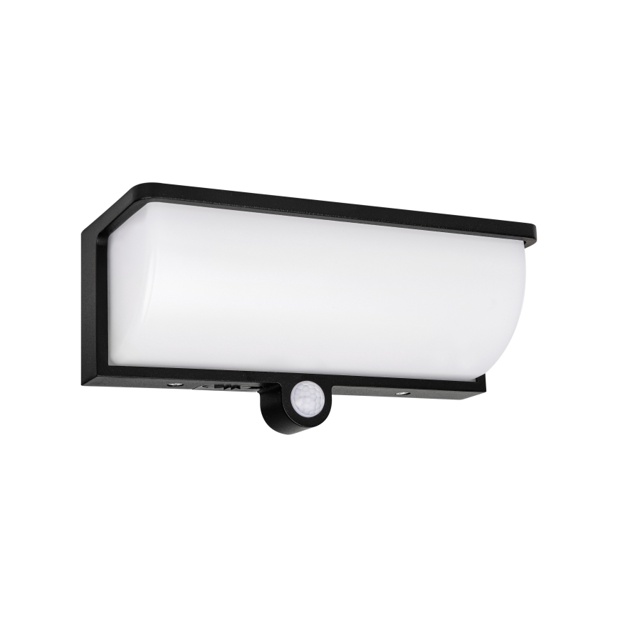 LED solárne nástenné svietidlo so snímačom pohybu a súmraku LED/3W/3,7V IP54 1500 mAh čierna