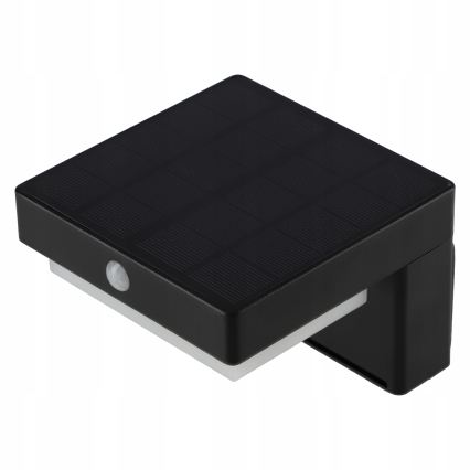 LED solárne nástenné svietidlo so senzorom LED/5W/3,7V 2000 mAh IP44 čierna