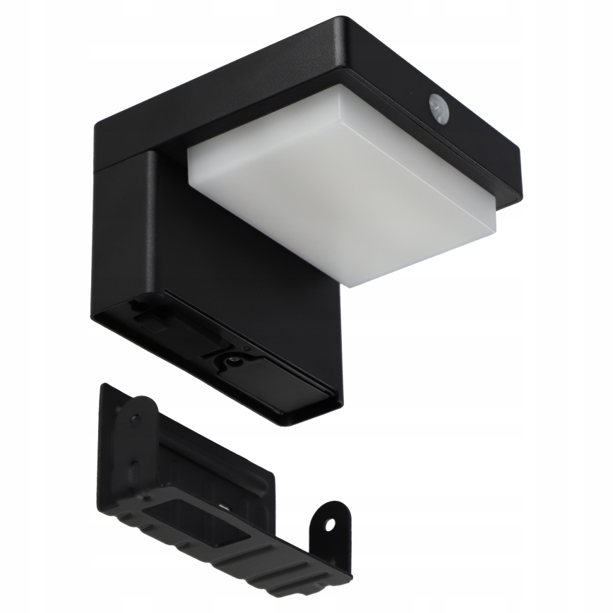 LED solárne nástenné svietidlo so senzorom LED/5W/3,7V 2000 mAh IP44 čierna