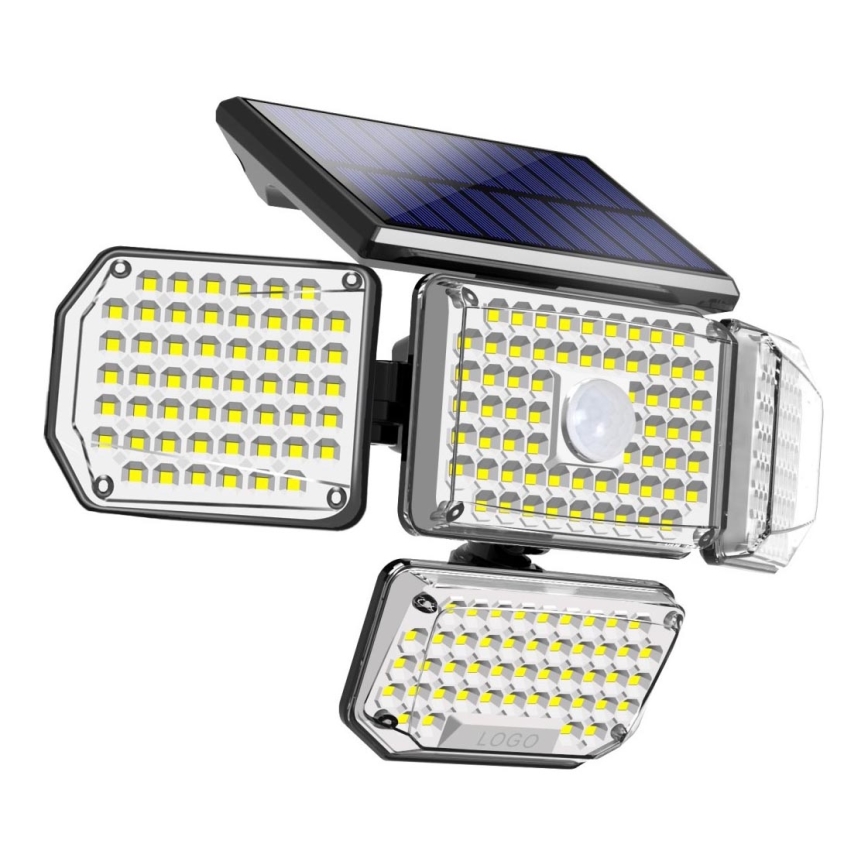 LED Solárne nástenné svietidlo so senzorom LED/5W/5,5V 3000K/6500K IP44 1200 mAh