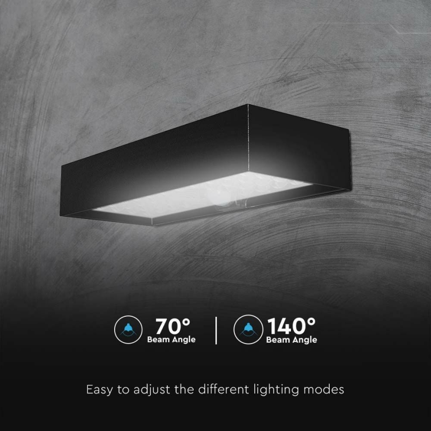 LED Solárne nástenné svietidlo so senzorom LED/6W/3,7V IP65 4000K 3000 mAh čierna